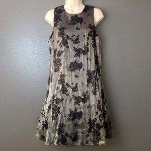 Vintage 90's La Belle Silver Black Floral Dress